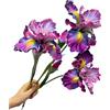 Rikyo 3 teste di fiori artificiali in poliuretano da 45,7 cm, realistici al tatto, bouquet di fiori finti per cimitero, composizioni floreali per matrimoni, centrotavola per tavolo da pranzo (viola)