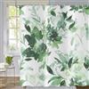ASDCXZ Verde Floreale Tenda da Doccia 180x200 cm, Acquerello Astratto Fiori Foglie Primavera Estate Piante Impermeabile Tenda da Bagno Poliestere Tessuto Lavabile Tende Doccia per Vasca con 12 Ganci