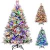RELAX4LIFE Albero di Natale 135/180/210CM, Alberi Di Natale Innevato con 160/240/320 Luci LED, 472/850/1270 Rami e 26/34/40 Pigne, Apertura Ombrello e Montaggio Facile, Decorazione Natalizia (135CM)