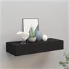 IKAYAA Scaffale con Cassetti Mensola con Cassetto Sospesa Consolle da Parete Mensola da Muro Comodino Sospeso -Nero-60 x 23.5 x 10 cm