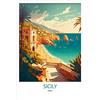 WEYUE Poster in tela Poster di viaggio vintage in Sicilia, dipinti murali su tela, decorazioni per la casa, arte murale Non incorniciato 30x45cm