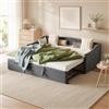 BRILVERDE Divano Letto 90/180x200 cm, con Rete a doghe, Schienale, Letto Imbottito con Letto Estraibile, Letto Matrimoniale, Letto Singolo, Velluto, Grigio