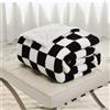 DREAMLANDING Coperta in pile Sherpa, reversibile, super morbida e calda, per letto, divano, divano letto (Nero a scacchi, 150×180cm)
