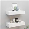 IKAYAA Scaffale con Cassetti Mensola con Cassetto Sospesa Consolle da Parete Mensola da Muro Comodino Sospeso -Bianco-60 x 23.5 x 10 cm/2 pz