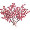 SHENRUZENG 16 rami di bacche artificiali di Natale, colore rosso, decorazione natalizia, bacche rosse, decorazione per la neve, smerigliata, rami di bacche finti, bacche di agrifoglio per albero di Natale