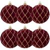 COSE DA CASA 6 Palline per Albero di Natale 8 cm Velluto Bordeaux con Decorazioni oro | Palla sfera natalizia bordo' addobbi ghirlande Eleganti e particolari
