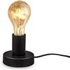 Mengjay Trade Lampada da tavolo, attacco per lampadina E27 non inclusa, interruttore sul cavo, diametro 10cm, abat-jour da comodino piccola in metallo nero opaco, luce da lettura vintage industriale