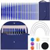NICEWAT Set di 27 ferri da maglia circolari intercambiabili, 13 paia di ferri da maglia circolari da 3-10 mm, con custodia, accessori, 4 lunghezze regolabili, 40-100 cm, in alluminio