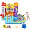 AKEYDIY Castello gonfiabile per interni & esterni, divertente castello gonfiabile con soffiatore, scivolo gonfiabile per feste e area per saltare (Rosso Con Piscina Di Palline)