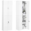 Songvas Armadio da ufficio alto con serrature e sistema di sicurezza anti-ribaltamento, 4 ante, ripiani regolabili, mobile portaoggetti multifunzione per casa, ufficio, garage, cucina, 180 cm (bianco, 1)