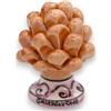SICILIA BEDDA CAPACI Pigna Siciliana in Ceramica di Caltagirone Decorativa - H 6 cm - Corallo - MOD. Gambo Decorato Casuale