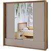 Meublorama Armadio a 2 Porte con specchi, 2 cassetti, Appendiabiti e 5 Ripiani Color Rovere e Beige.
