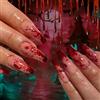 Xonojun 24 pezzi Kit unghie finte Halloween rosso sanguinante da donna | Unghie finte Halloween spaventose rosso sangue francese lunga manicure | costume unghie Halloween donna ragazza
