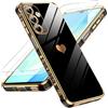 LeYi Cover per Samsung Galaxy A16 4G/5G con 2 Pezzi Vetro Temperato(Nero) | Custodia Amore Cuore Paraurti Morbido Silicone TPU Sottile Case con Protezione Fotocamera per Samsung A16 Donne