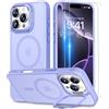 Beeasy Cover Magnetica per iPhone 16 Pro Max con Cavalletto,Custodia con 2 Pezzi Pellicola Vetro Temperato,Compatibile con Magsafe Militare Antiurto Sottile Protettiva Case,Traslucido Viola