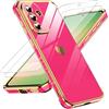 LeYi Cover per Samsung Galaxy A56 5G con 2 Pezzi Vetro Temperato(RossoRosa) | Custodia Amore Cuore Paraurti Morbido Silicone TPU Sottile Case con Protezione Fotocamera per Samsung A56 Donne