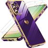 LeYi Cover per Samsung Galaxy A56 5G con 2 Vetro Temperato(Viola scuro) | Custodia Amore Cuore Paraurti Morbido Silicone TPU Sottile Case con Protezione Fotocamera per Samsung A56 Donne