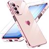 LeYi Cover Samsung Galaxy A17/A 17 4G/5G con 2 Pezzi Vetro Temperato(Rosa) | Custodia Amore Cuore Paraurti Morbido TPU Sottile Case con Protezione Fotocamera per Samsung A17 A 17 4G 5G Donne