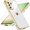 LeYi Cover per Samsung Galaxy A56 5G con 2 Pezzi Vetro Temperato(Bianco) | Custodia Amore Cuore Paraurti Morbido Silicone TPU Sottile Case con Protezione Fotocamera per Samsung A56 Donne
