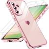 LeYi Cover per Samsung Galaxy A56 5G con 2 Pellicola Vetro Temperato(Rosa) | Custodia Amore Cuore Paraurti Morbido Silicone TPU Sottile Case con Protezione Fotocamera per Samsung A56 Donne