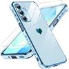 LeYi Cover per Samsung Galaxy A16 4G/5G con 2 Pezzi Vetro Temperato(Blu) | Custodia Amore Cuore Paraurti Morbido Silicone TPU Sottile Case con Protezione Fotocamera per Samsung A16 Donne
