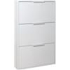C-line Mobile scarpiera slim salvaspazio, 3 scomparti a Ribalta, Colore Bianco, Dimensioni 65x15xh105,5 cm
