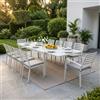 Milani Home - Set Tavolo Giardino Allungabile Rettangolare 200/300x100 Con 8 Sedie E 2 Poltrone In Alluminio Tortora Per Esterno - Tortora