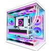 Lustrens Case per PC ATX mid-tower a doppia camera, con pannello laterale in vetro temperato, 3 ventole ARGB preinstallate e porta USB-C 3.2, colore bianco