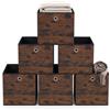 Relaxdays Scatola portaoggetti, nero/marrone | set da 6, 30x30x30 cm, industriale, effetto legno, pieghevoli