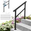 RBFGYIOP Kit Corrimano Sicurezza per Scala 3 Gradini - Alluminio e Ferro Nero - Interni/Esterni - Antiscivolo, Resistente Intemperie, Conforme ADA - Include Guanti - 3 Gradini, 1 Pezzo, Nero, Un Paio