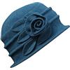 HKSICHENGKEJIUK Donne 100% Lana Vintage Feltro Cloche Bucket Bowler Hat Inverno Crushable 1920 Fedoras Trilby Lana Cloche Bucket Cap Fedora Bucket Vintage Cloche Cappello rotondo Cappello di feltro di lana Cappello