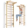 RokePro Spalliera Svedese da Parete Sbarra trazioni e Dip Station | Palestra murale domestica con pioli in legno massello, ideale per stretching familiare, allenamento core e ginnastica