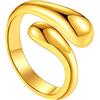 FindChic Anello Aperto in Acciaio Inossidabile Placcato Oro Anello a Fascia Regolabile Impilabile Anelli a Nocche Oro Per Uomo e Donna Confezione Regalo