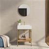 DEGHI Mobile bagno a terra 70 cm oro spazzolato e rovere con top lavabo e specchio - Axis