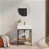 DEGHI Mobile bagno a terra 70 cm nero spazzolato e rovere con top lavabo e specchio - Axis
