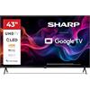 Sharp 43HP5365E - GOOGLE TV, 43 UHD,FRAMELESS,60Hz, QLED HDR10,Dolby Vision HDR,Google Assistant con microfono,Chromecast,Bluetooth, DOLBY Atmos 2x10W, HDMI 2.1 x4, USBx2, Colore nero