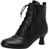 Generic Stivali vintage da donna stile vittoriano, stile vintage anni '70, con tacco medio, stivaletti vintage in stile rinascimentale, stivali autunno/inverno