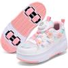 FANSU Scarpe con Rotelle Bambina 4 Ruote Rimovibili, Scarpe da Ginnastica 2 in 1 con Chiusura a Rotella, Sneakers in Rete Traspirante per Ragazze 3-16 Anni