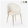 Produce Shop Sedia moderna in velluto per sala da pranzo con gambe dorate Dhera - Beige Juta