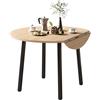 Merax Tavolo da pranzo rotondo, 100 x 100 cm, tavolo da cucina pieghevole per 2-4 persone, gambe in metallo, per piccoli appartamenti, colore rovere + nero