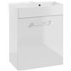 DomoDomo - Mobile sottolavabo largo 60 cm da appendere - Mobile da bagno bianco lucido - con lavabo, porta soft close, mobili da bagno per piccoli bagni, manico cromato
