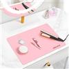 Khongoo Tappetino protettivo in silicone per trucco, 40 x 30 cm, colore: rosa | Tappetino da trucco resistente al calore per toletta, facile da pulire e impermeabile, accessori portatili per toletta rosa