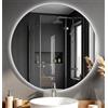 CLP Specchio da bagno rotondo con illuminazione LED, dimmer touch, 3 tonalita di luce, antiappannamento, specchio a parete senza cornice Vendula, Dimensione: Ø 70