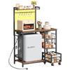 HOOBRO Scaffale da Cucina con LED e Multipresa, mobiletto cucina, 14 Ganci | Scaffale Cucina Con Multipresa, Striscia LED 64 Colori, mobile cucina per Cucina, Sala da Pranzo, Angolo di Caffè, Soggiorno
