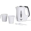 SEVERIN WK 3644 Bollitore elettrico compatto da 650 W, Bollitore da viaggio capacità di 0,5 L, Bollitore acqua con 2 tazzine e 2 cucchiaini di plastica in omaggio, Bianco