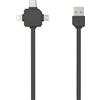 allocacoc 9003GY/USBC15, cavo di ricarica USB con porte USB-C, Lightning e Micro-USB, grigio