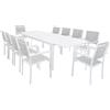 Milani Home - Set Tavolo Giardino Rettangolare Allungabile 200/300x100 Con 10 Poltrone In Alluminio Bianco Da Esterno Giardino - Bianco