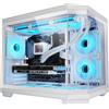 Lustrens Case per PC da gaming di tipo Micro-ATX, in formato mini-torre, con pannello laterale in vetro temperato, sistema di raffreddamento a liquido da 360 mm, gestione dei cavi, porta USB-C e colore bianco