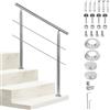 Monucep corrimano acciaio inox 100 cm, ringhiera per scale con 2 traverse | Inossidabile, resistente alle intemperie, finitura spazzolata, angolo regolabile, interni/esterni, scale/balconi/ingress