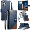LIAOCY Cover a Libretto per Doogee Note 60, Custodia Portafoglio con Cerniera in Pelle PU[Stile Business], Cover Anticaduta con Supporto, Blue.